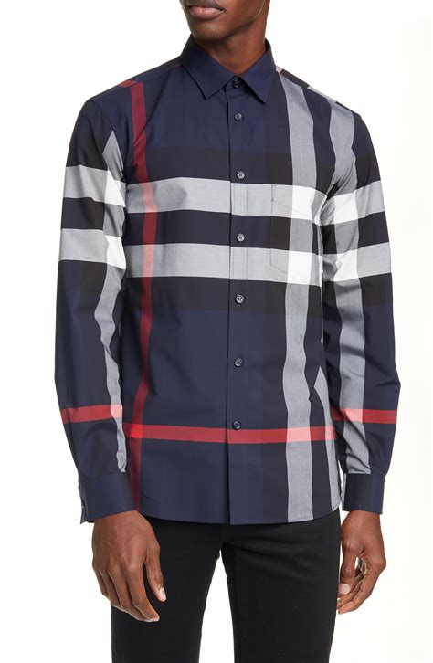 burberry blue and white plaid shirt|Burberry men's shirts outlet.